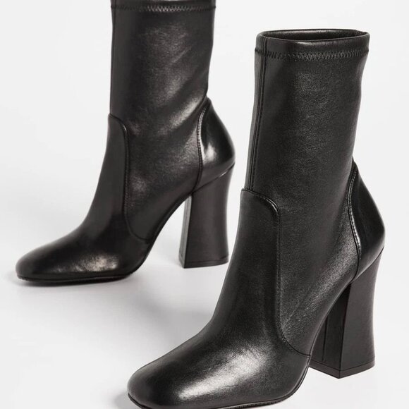 Stuart Weitzman Curve Block Leather Sock 100 Heel Booties